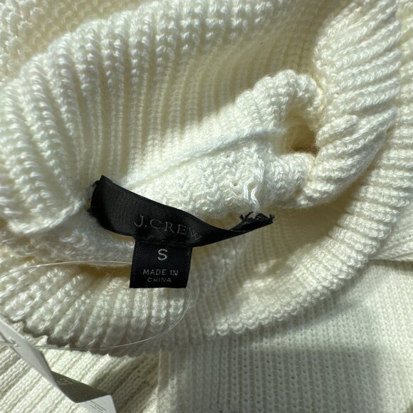 J Crew Sweater Womens Small Pullover Ivory Turtleneck Cotton Cashmere Relaxed - Picture 10 of 14